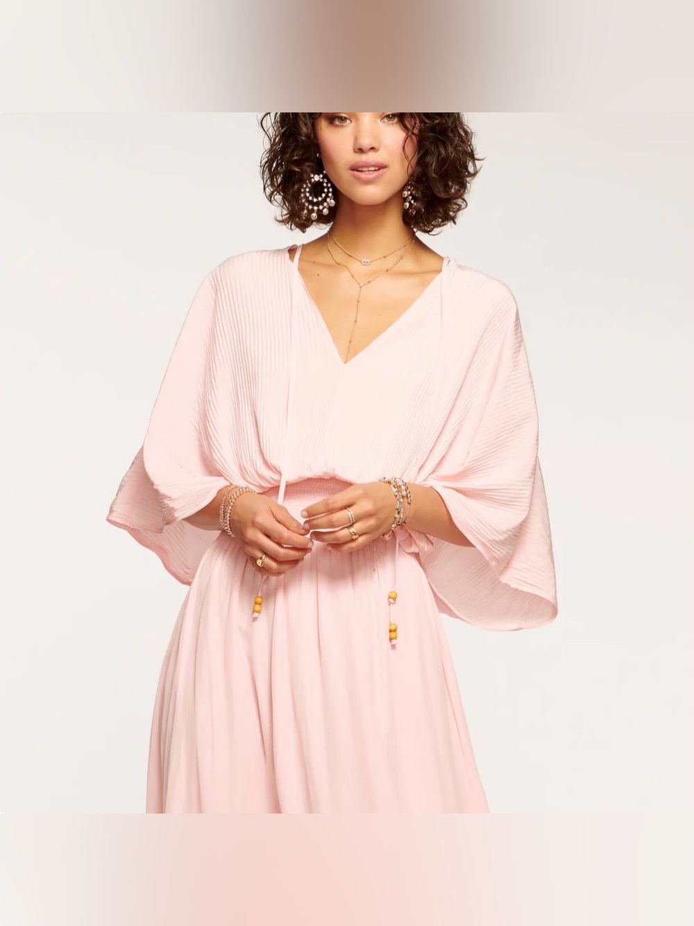 Ramy Brook Harmonie V-Neck Midi Dress, Candy Pink, Size Large (worn once)